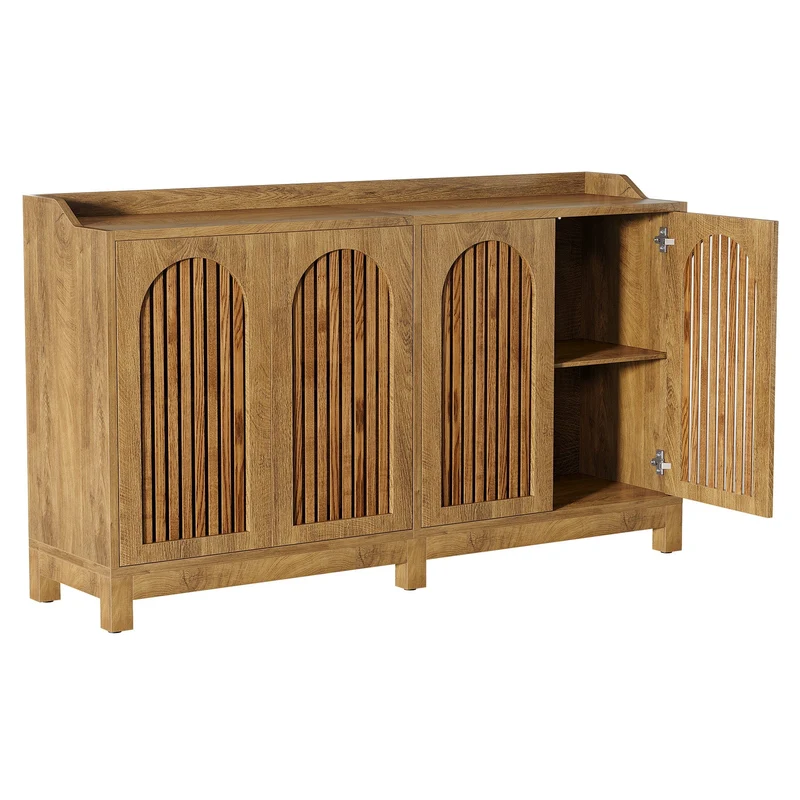 Tribesigns Buffet 145 cm, Meuble de rangement avec portes et étagères réglables