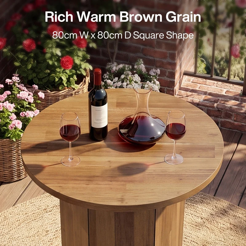 Tribesigns Table de bar ronde de 80 cm avec espace de rangement, Table haute avec meuble intégré de style champêtre