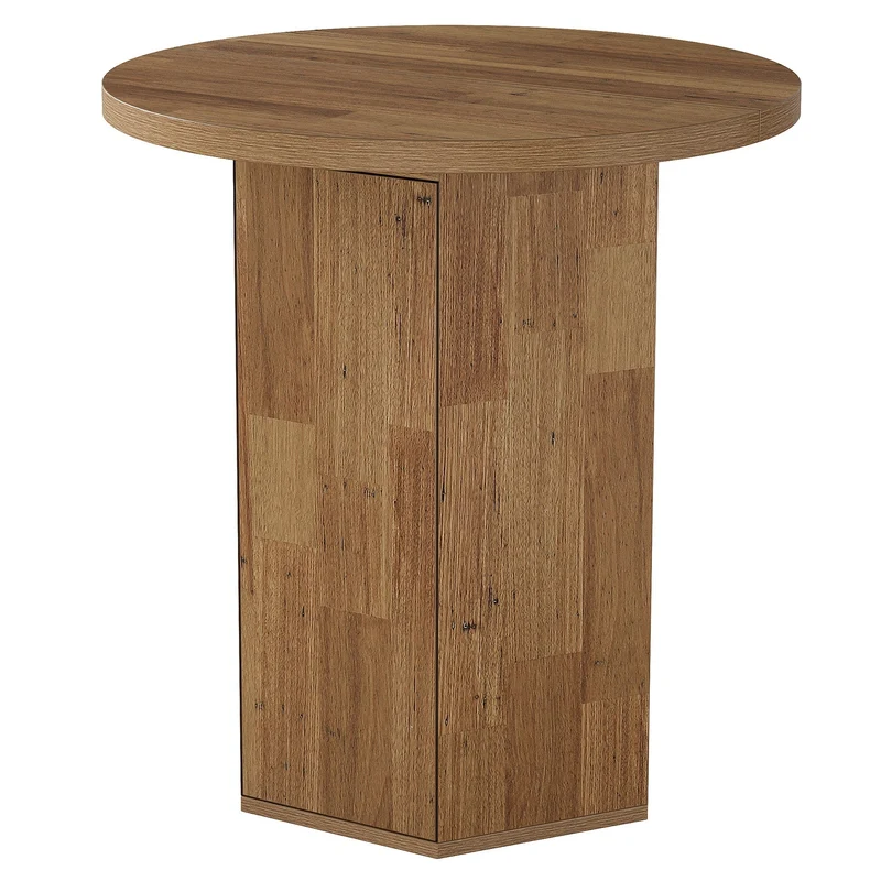 Tribesigns Table de bar ronde de 80 cm avec espace de rangement, Table haute avec meuble intégré de style champêtre