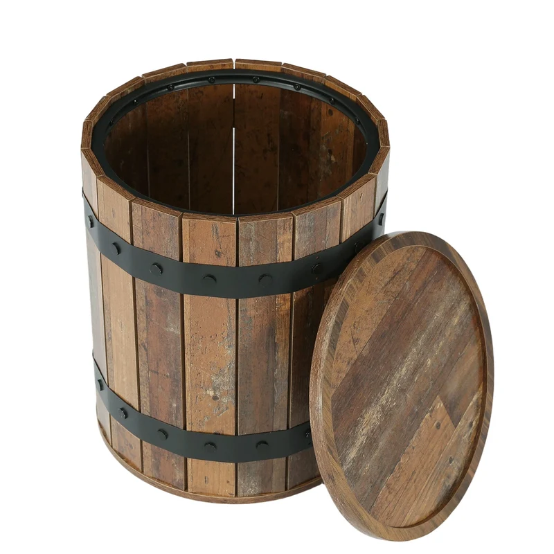 Tribesigns Table d'appoint ronde avec rangement, Table de chevet cylindrique de 50 cm avec couvercle amovible
