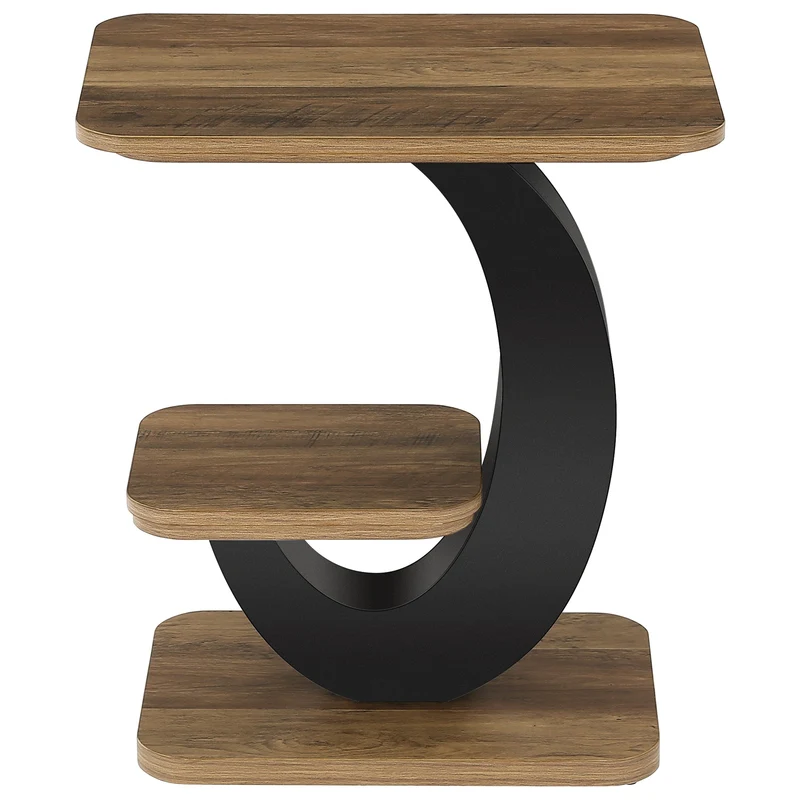 Tribesigns Table d'appoint étroite de 60 cm à 2 niveaux, Style industriel en bois idéale pour le salon et la chambre
