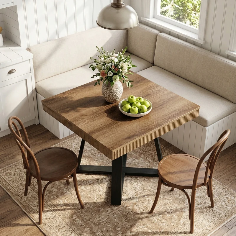 Tribesigns Petite table à manger carrée (80 x 80 cm) pour 2 à 4 personnes, Table de cuisine compacte avec piètement en X