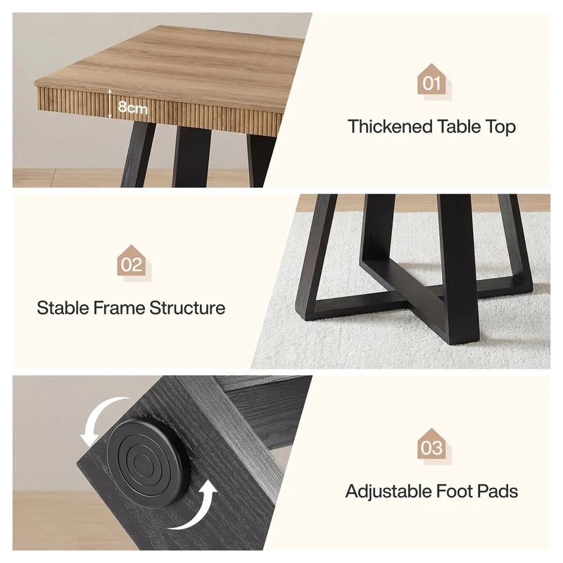 Tribesigns Petite table à manger carrée (80 x 80 cm) pour 2 à 4 personnes, Table de cuisine compacte avec piètement en X