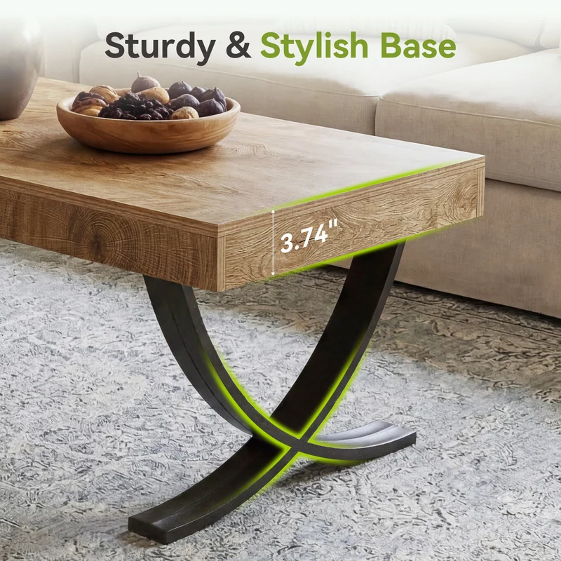 Tribesigns Table basse rectangulaire, 120 cm Table de salon style industriel avec structure en métal