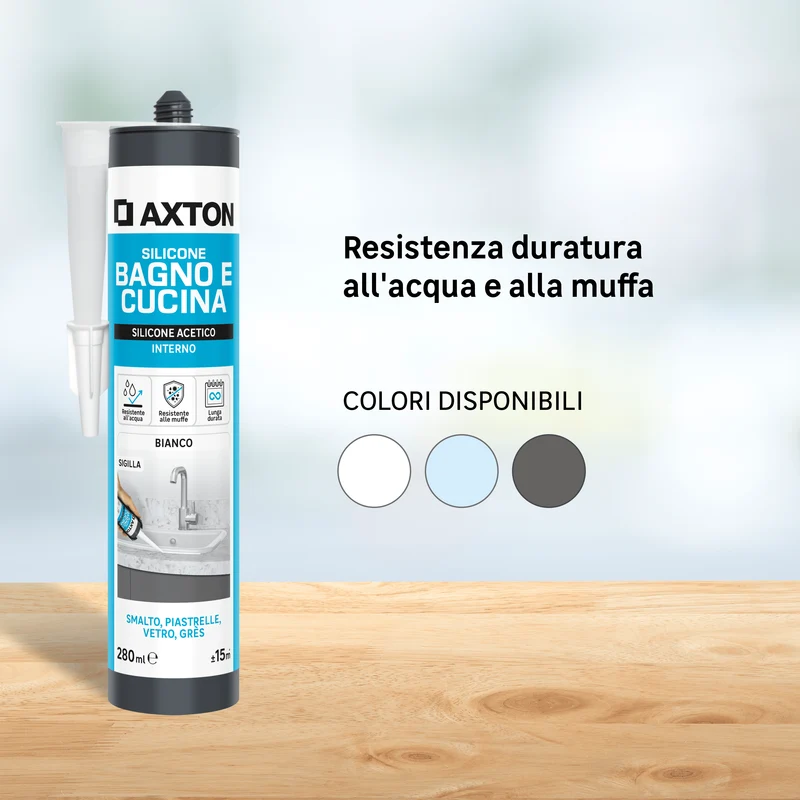 ACETIC SILICONE BATHROOMS AND KITCHENS WHITE AXTON 280 ML