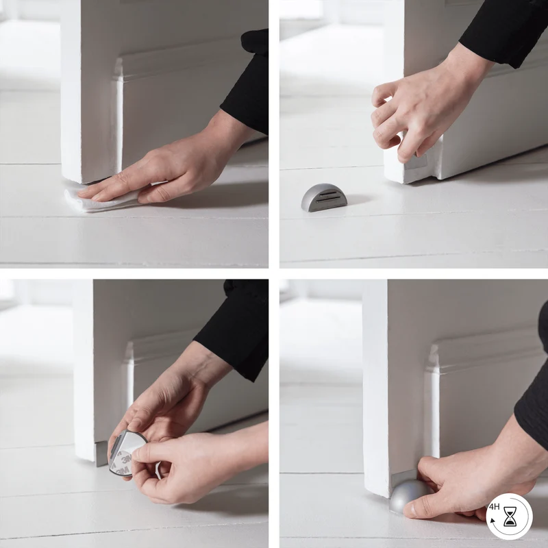 MAGNETIC DOORSTOP WITH ADHESIVE FASTENER
