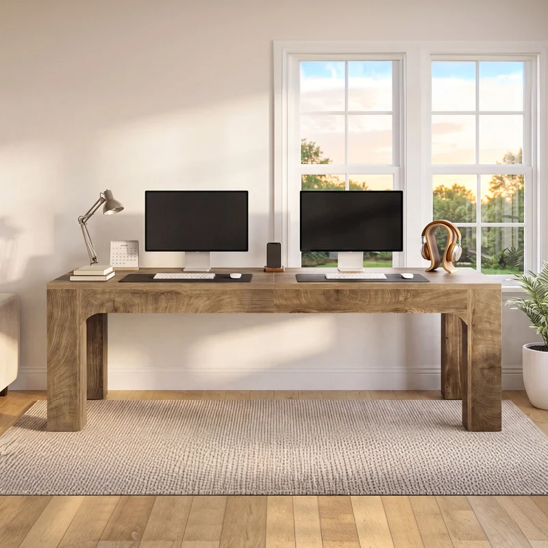 Bureau pour 2 personnes 180 cm, Bureau double pour bureau à domicile et bureau