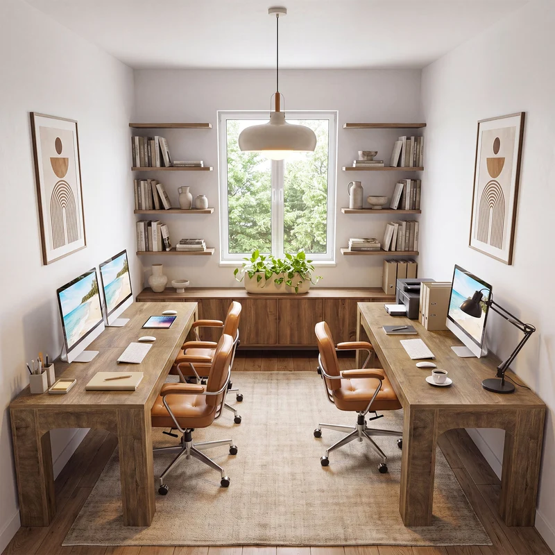 Bureau pour 2 personnes 180 cm, Bureau double pour bureau à domicile et bureau