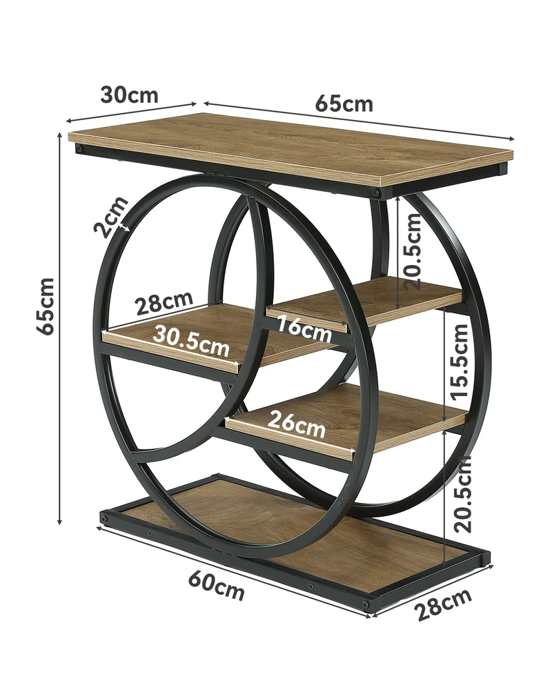 Tribesigns Table d'appoint, Table d'appoint étroite à 4 étagères Table de chevet moderne pour salon, bureau, chambre, chêne clair rustique et noir