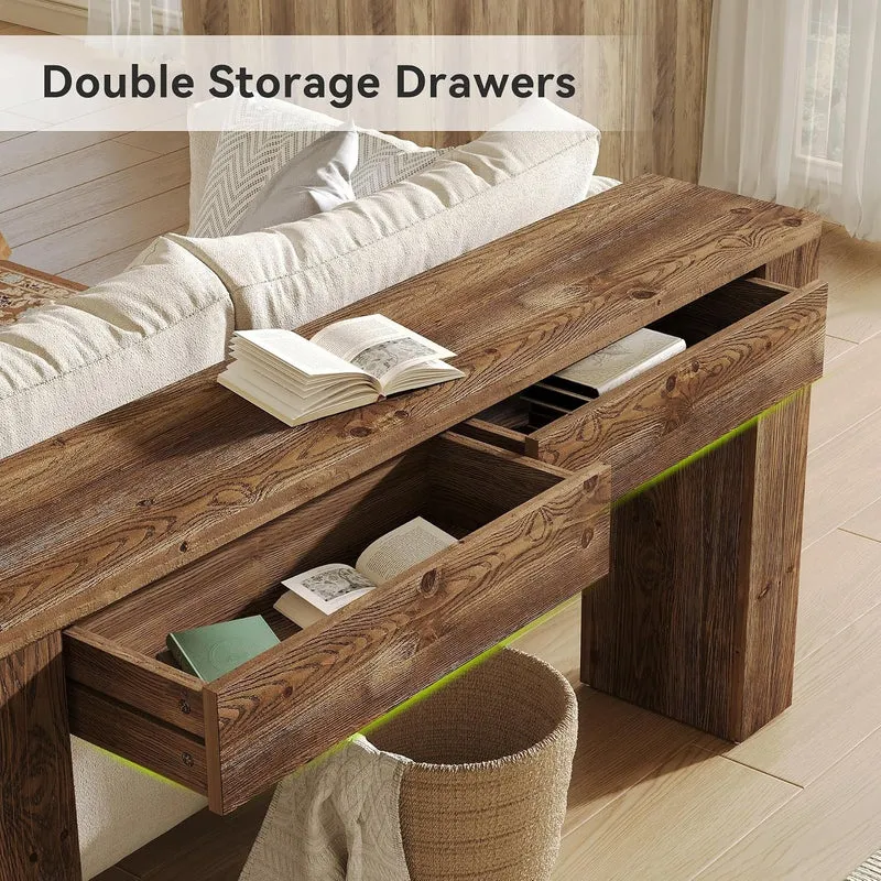 Tribesigns Console en bois massif avec tiroirs 160 cm, Idéale pour une entrée ou un salon