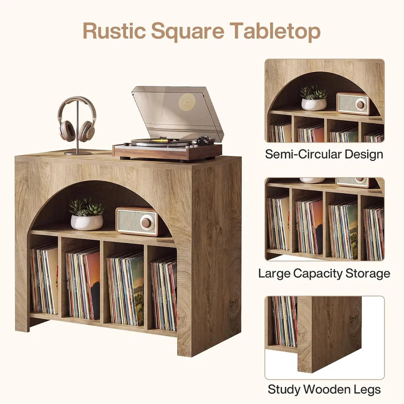 Tribesigns Support pour platine vinyle, Meuble de rangement pour disques vinyles Étagère intégrée