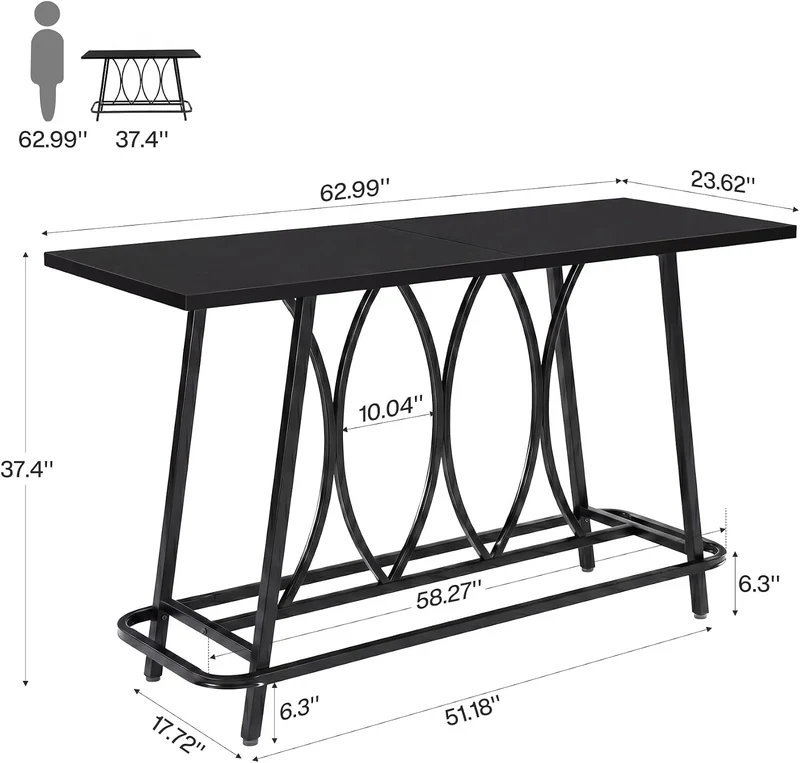 Tribesigns Console de 160 cm de long style campagne moderne, Table d'entrée étroite avec structure en métal