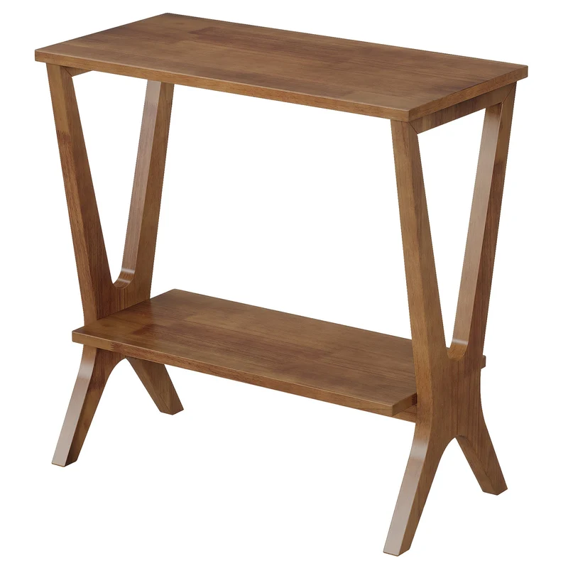 Tribesigns Table d'appoint en bois massif avec 2 étagères, Table de chevet étroite pour salon et chambre