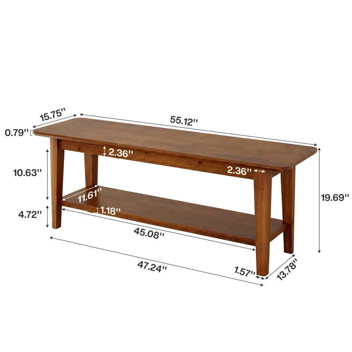 Tribesigns Banc de 140 cm avec rangement à chaussures, Banc d'entrée à 2 niveaux, banc de rangement style campagne