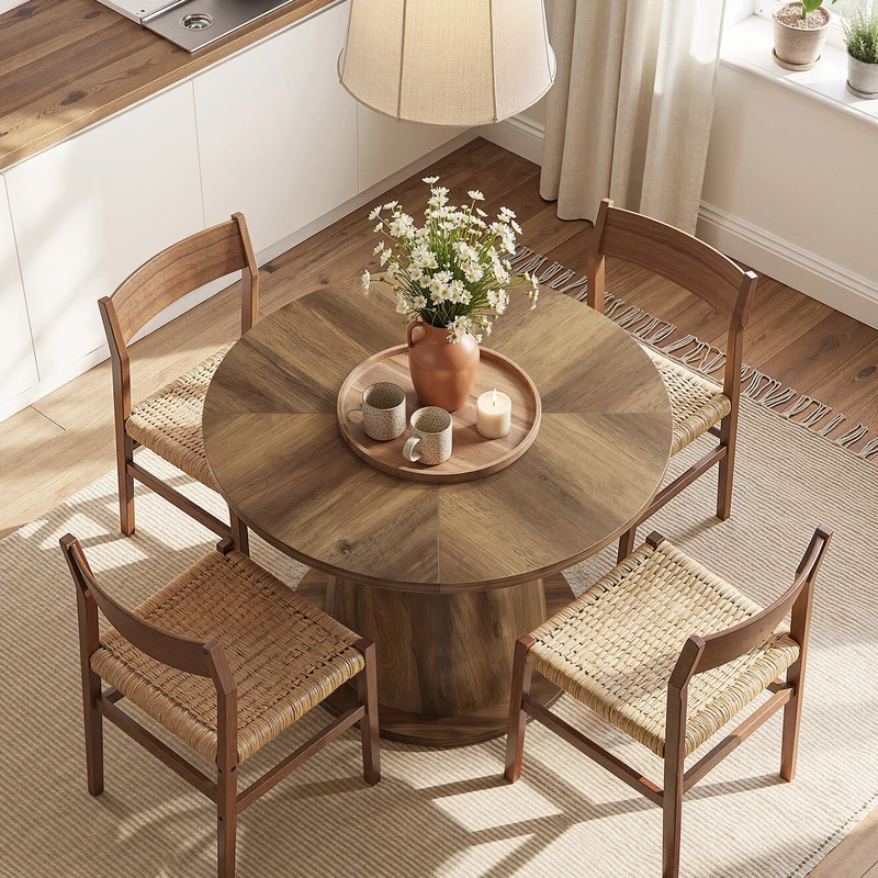 Tribesigns Table de salle à manger ronde pour 2 à 4 personnes, Table de cuisine de 80 cm avec pied stable