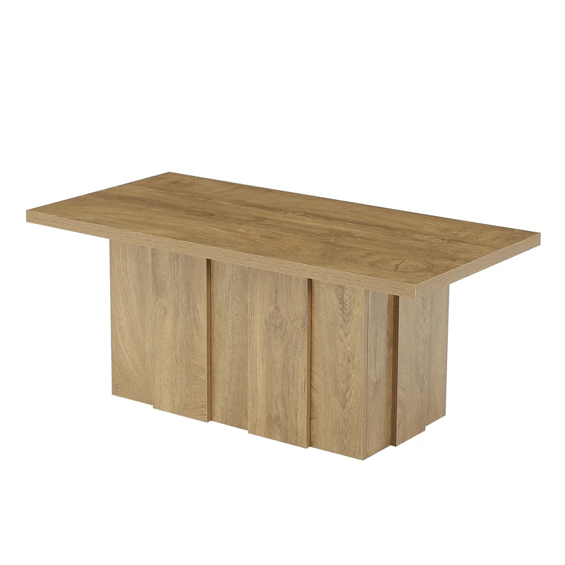 Tribesigns Table basse 120 cm, Table rectangulaire de salon de style campagne moderne avec piètement cannelé