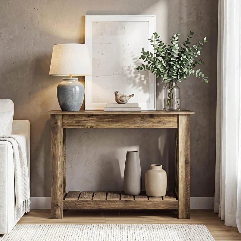 Tribesigns Console en bois 100 x 30 x 80 cm, Table d'appoint table console pour petits espaces
