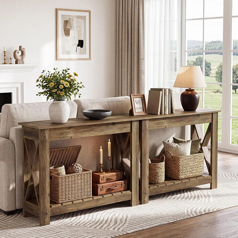 Tribesigns Console en bois 100 x 30 x 80 cm, Table d'appoint table console pour petits espaces