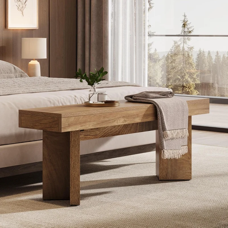Tribesigns Banc en bois 120 cm style industriel rustique marron, Banc à chaussures en bois