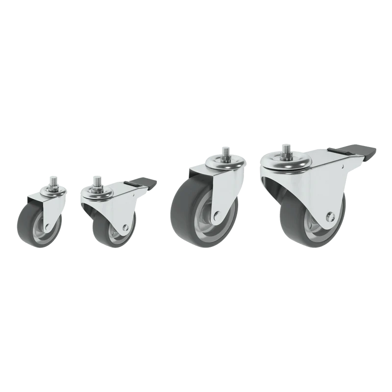 SWIVEL WHEEL WITH BRAKE DIAMETER 50 MM GALVANISED SUPPORT WITH THREADED PIN