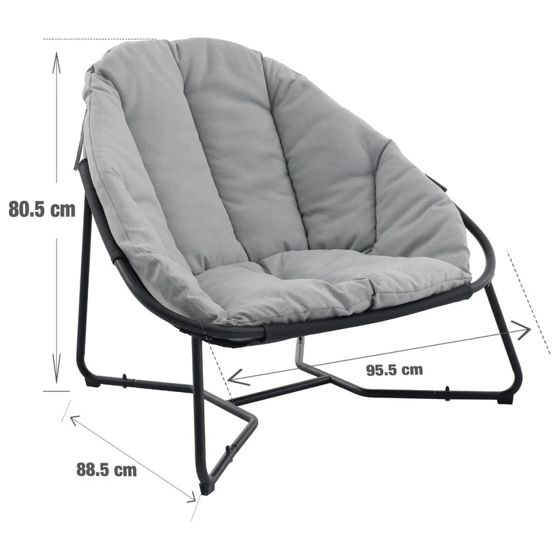 COCOON NATERIAL ANTHRACITE ARMCHAIR 92X95.5X79.5 WITH UPHOLSTERED CUSHION