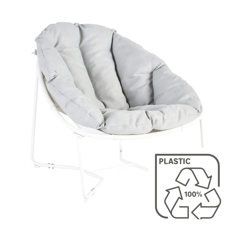 MOON NATERIAL WHITE 92X95.5X79.6 ARMCHAIR WITH UPHOLSTERED CUSHION