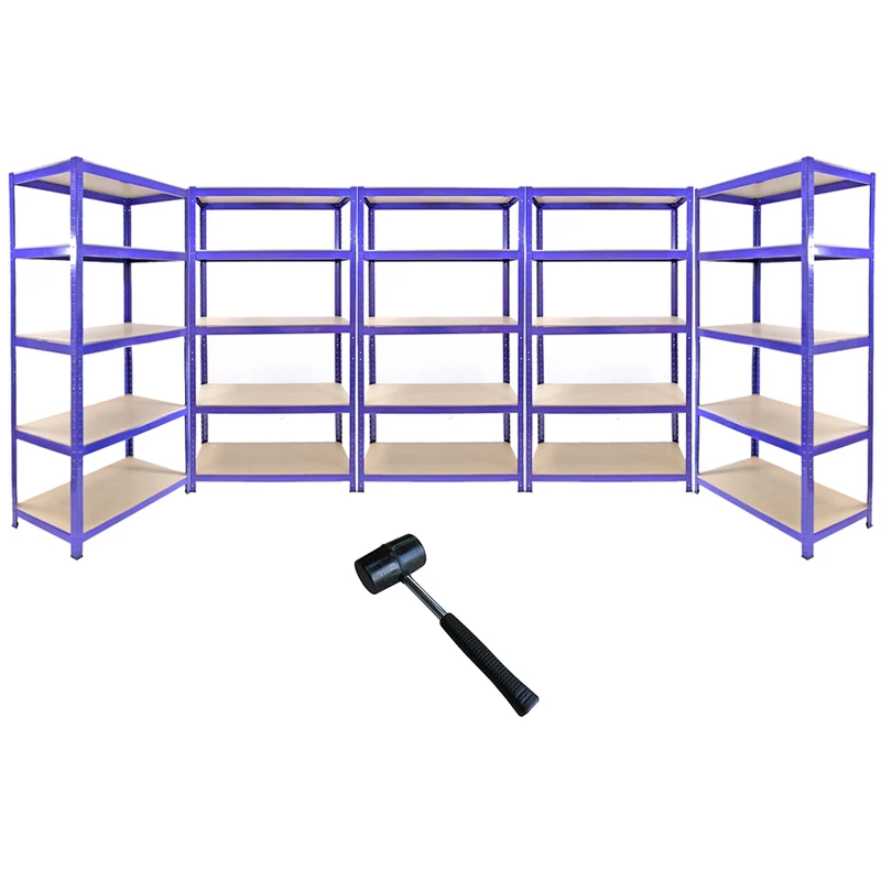 Monster Racking - 5 Rayonnages T-Rax en Acier Bleu 90cm x 45cm x 180cm