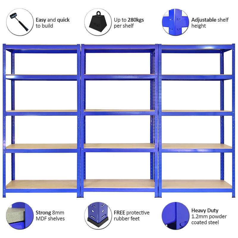 Monster Racking - 1 Rayonnage T-Rax en Acier Bleu 90cm x 45cm x 180cm