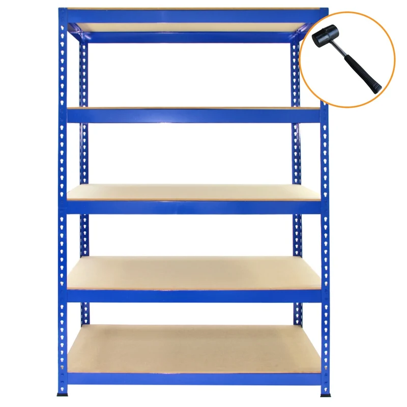 Monster Racking - Lot de 1 Rayonnage Q-Rax en Acier Bleu 120cm x 50cm x 180cm & Maillet
