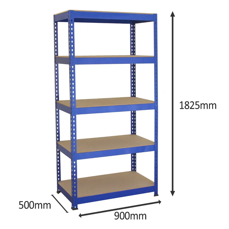 Monster Racking - Lot de 3 Rayonnages Q-Rax en Acier Bleu 90 cm, 1 Établi de Travail Q-Rax & Maillet