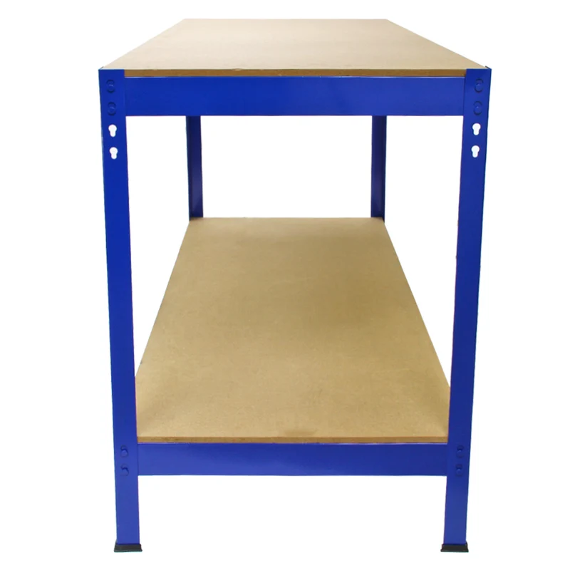 Monster Racking - Lot de 3 Rayonnages Q-Rax en Acier Bleu 90 cm & 1 Établi de Travail Q-Rax