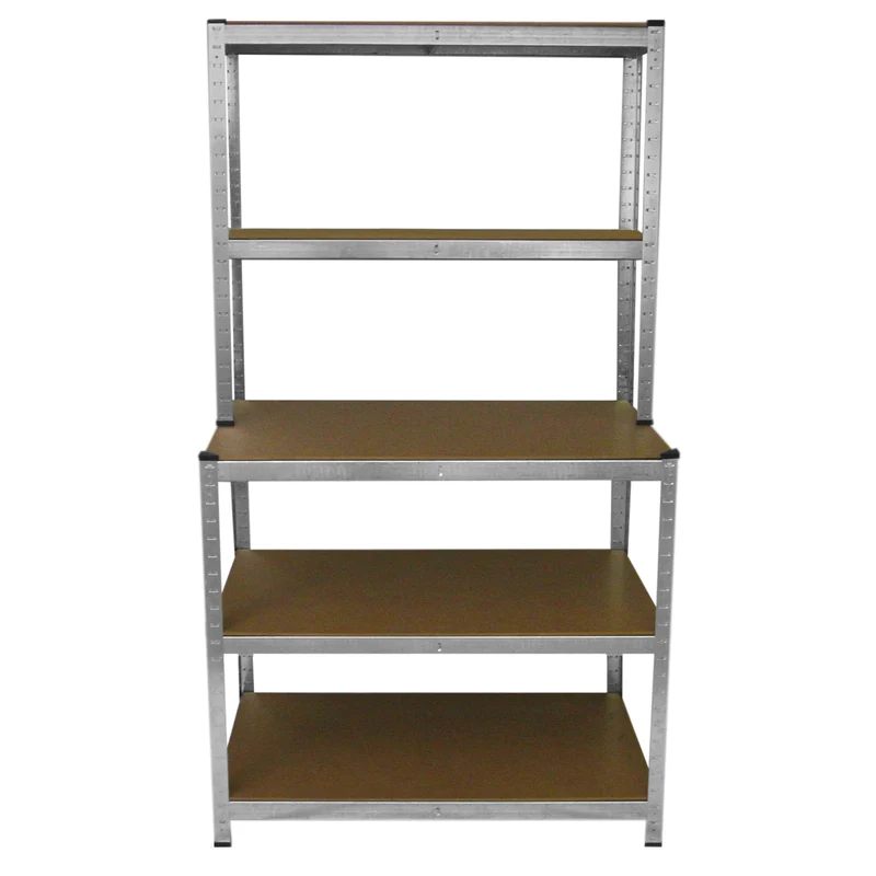 Monster Racking - Lot de 2 Rayonnages Galwix en Acier Galvanisé 90cm & 1 Établi de Travail