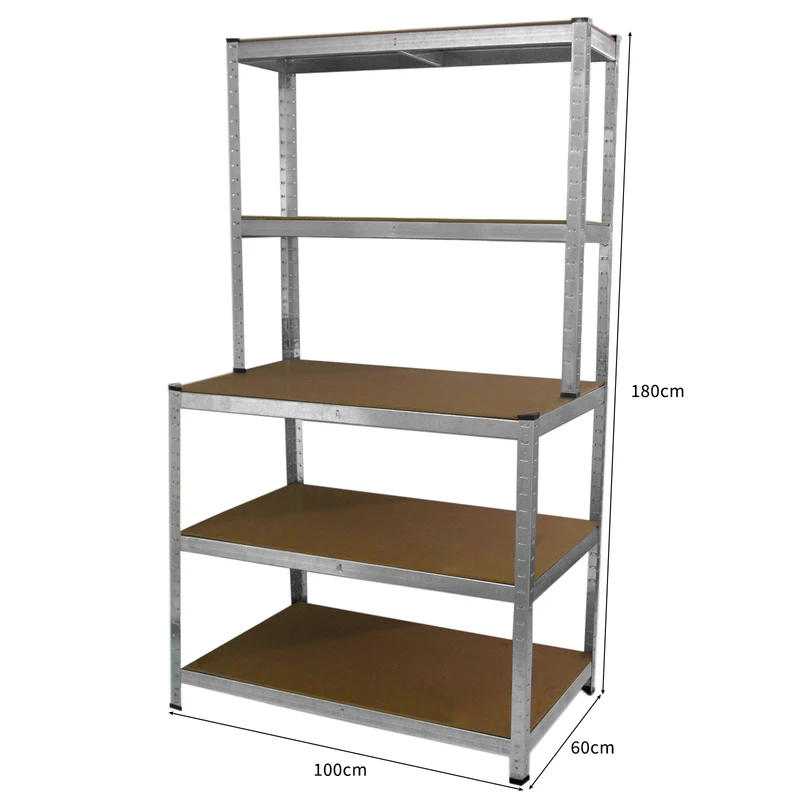 Monster Racking - Lot de 2 Rayonnages Galwix en Acier Galvanisé 90cm & 1 Établi de Travail