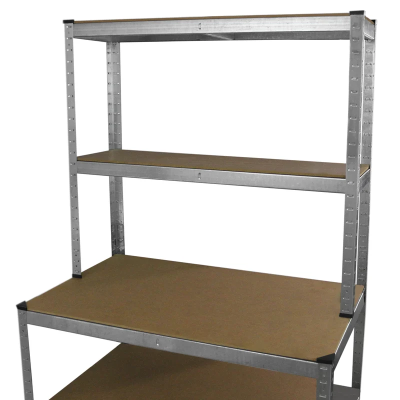 Monster Racking - Lot de 2 Rayonnages Galwix en Acier Galvanisé 90cm & 1 Établi de Travail