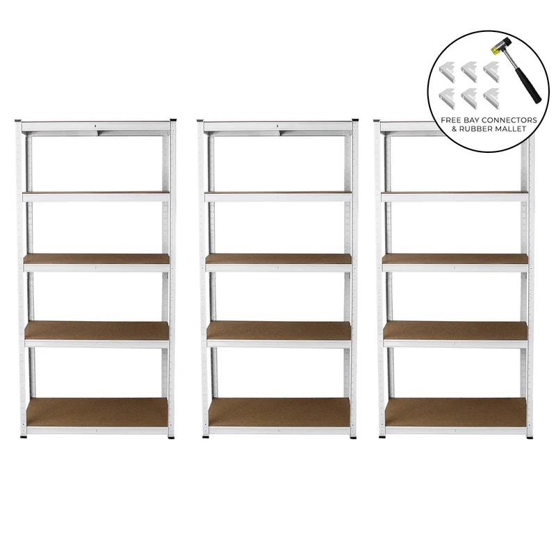 Monster Racking - 3 Rayonnages E-Rax en Acier Blanc 90cm x 40cm x 180cm