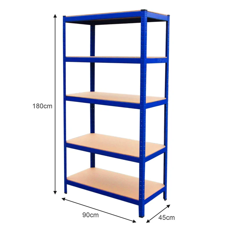Monster Racking - 5 Rayonnages T-Rax de 75cm, 2 Rayonnages T-Rax de 90cm en Acier Bleu & 1 Établi Q-Rax en Acier Bleu 120cm