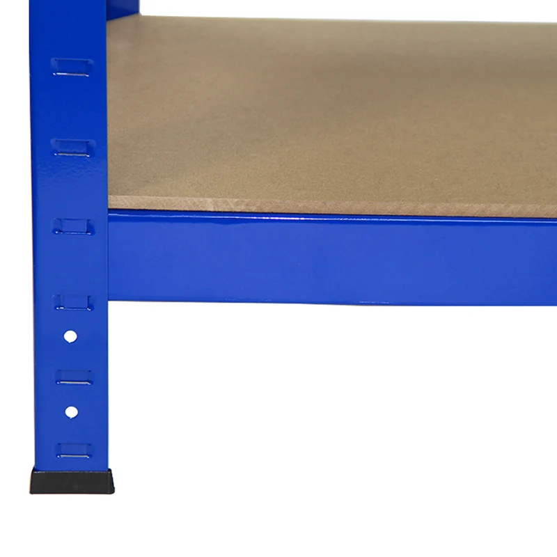 Monster Racking - Lot de 5 Rayonnages T-Rax en Acier Bleu & 1 Établi de Travail Q-Rax en Acier Bleu
