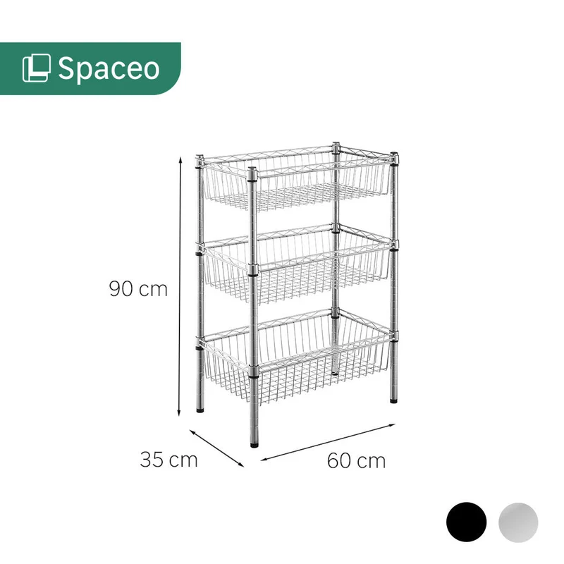 CHROME WIRE BOOKCASE IN KIT L60xP35xH90CM 3 RACKS DESKS - SPACEO
