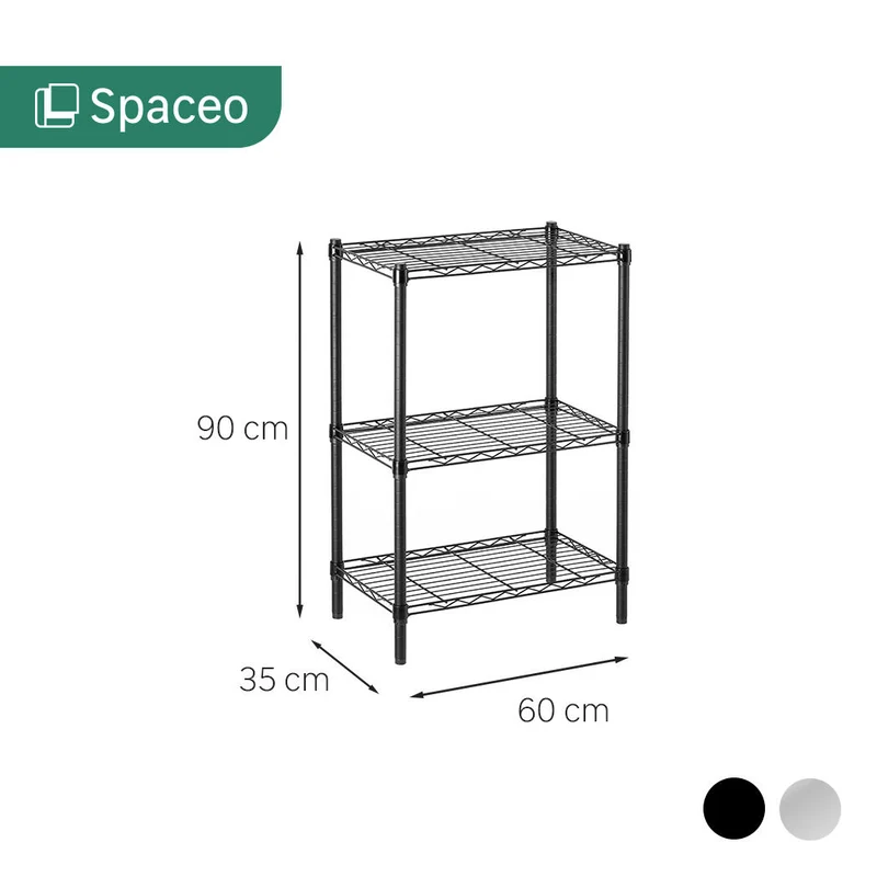 CHROME BOOKCASE IN KIT W60xD35xH90CM 3 SIDES BLACK - SPACEO