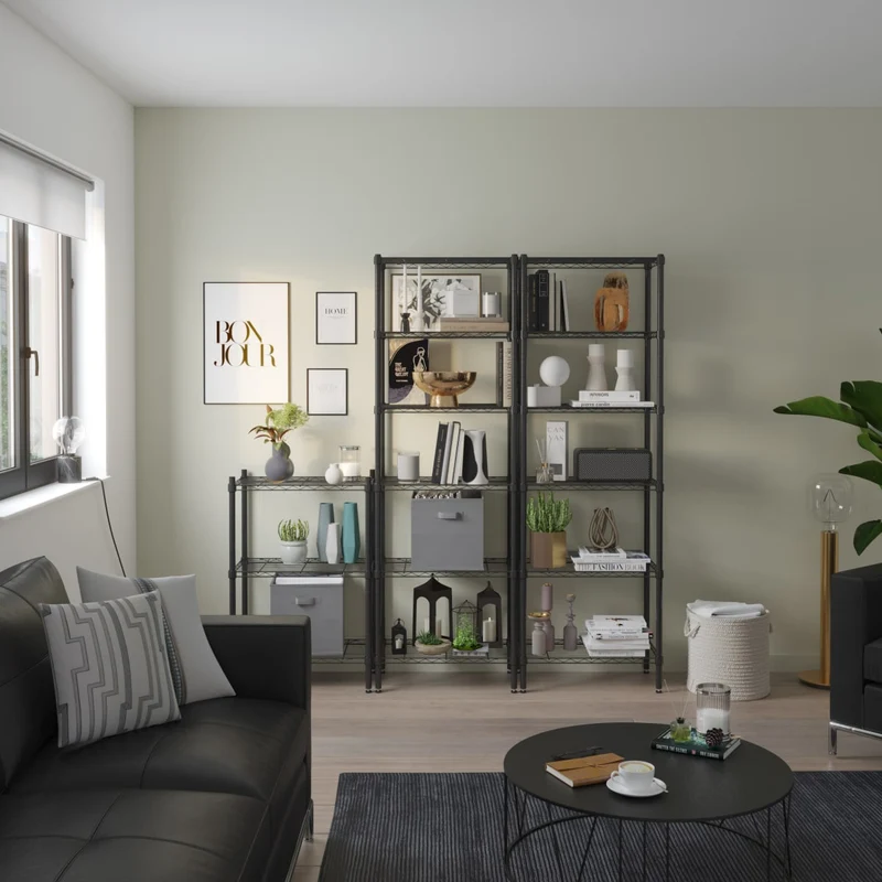 CHROME BOOKCASE IN KIT W60xD35xH90CM 3 SIDES BLACK - SPACEO