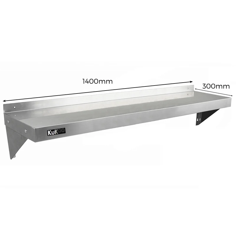 KuKoo 2 Étagères Murales en Inox - 140 cm x 30 cm