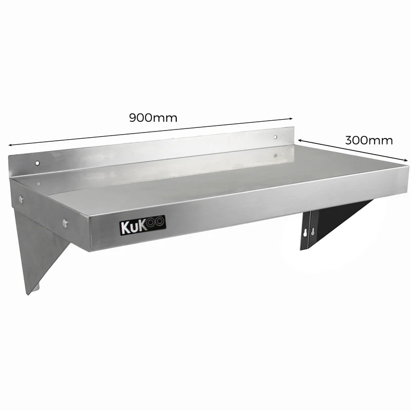 KuKoo 2 Étagères Murales en Inox - 90 cm x 30 cm