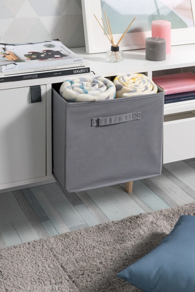 KUB SPACEO BASKET W31xD31xH31CM IN FABRIC COLOUR GREY