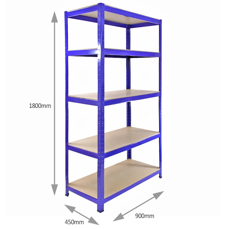 Monster Racking - Lot de 5 Rayonnages T-Rax en Acier Bleu 90cm x 45cm x 180cm, Maillet & Connecteurs de Baies