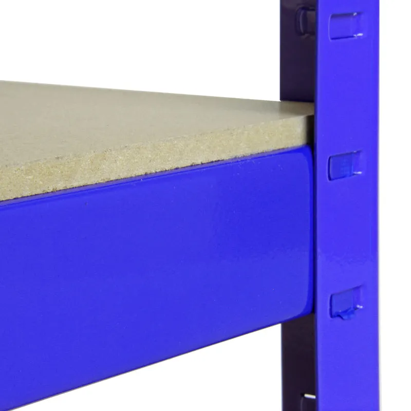 Monster Racking - Lot de 5 Rayonnages T-Rax en Acier Bleu 90cm x 45cm x 180cm, Maillet & Connecteurs de Baies