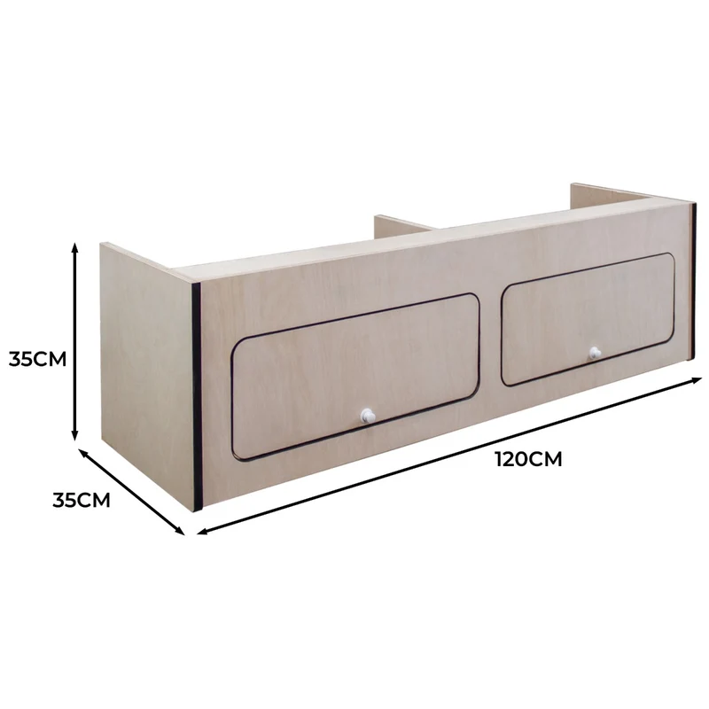 Armoire de Rangement pour Camping-Car avec Rebord Noir – 120 x 35 x 35 cm