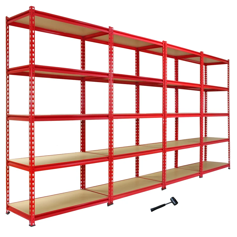 Monster Racking - Lot de 1 Rayonnage d'Angle Z-Rax en Acier Rouge & 4 Rayonnages Z-Rax 90cm x 45cm x 183cm