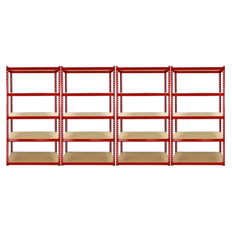Monster Racking - Lot de 1 Rayonnage d'Angle Z-Rax en Acier Rouge & 4 Rayonnages Z-Rax 90cm x 45cm x 183cm