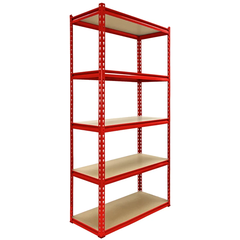 Monster Racking - Lot de 1 Rayonnage d'Angle Z-Rax en Acier Rouge & 4 Rayonnages Z-Rax 90cm x 45cm x 183cm