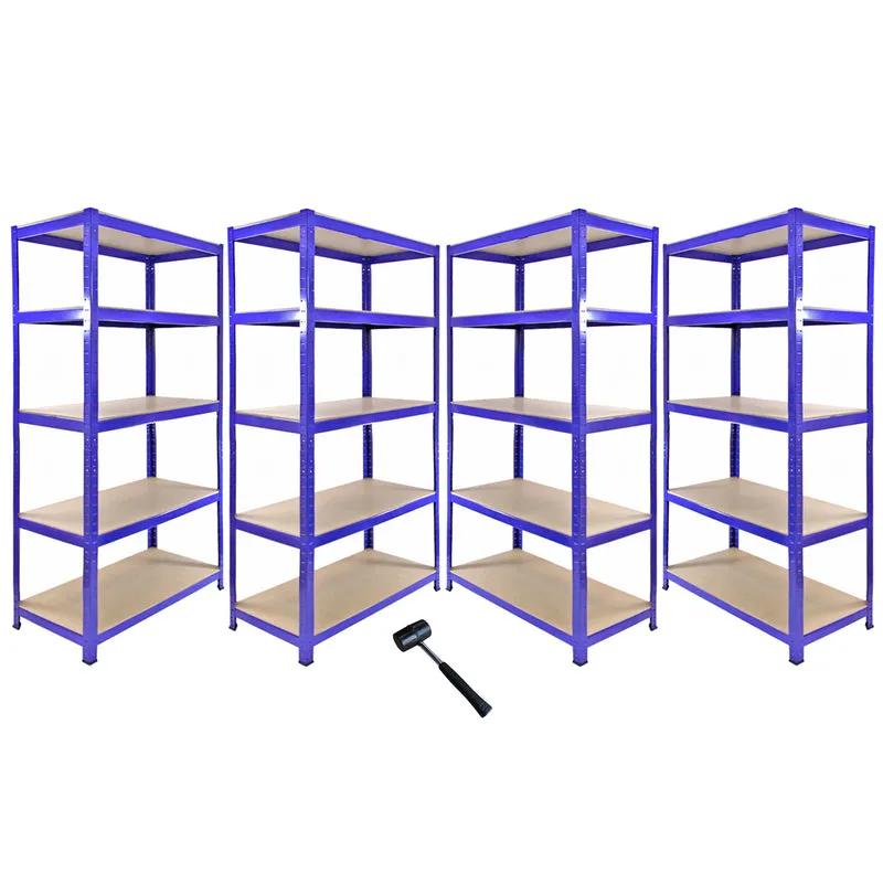 Monster Racking - Lot de 1 Rayonnage d'Angle T-Rax & 4 Rayonnages T-Rax en Acier Bleu